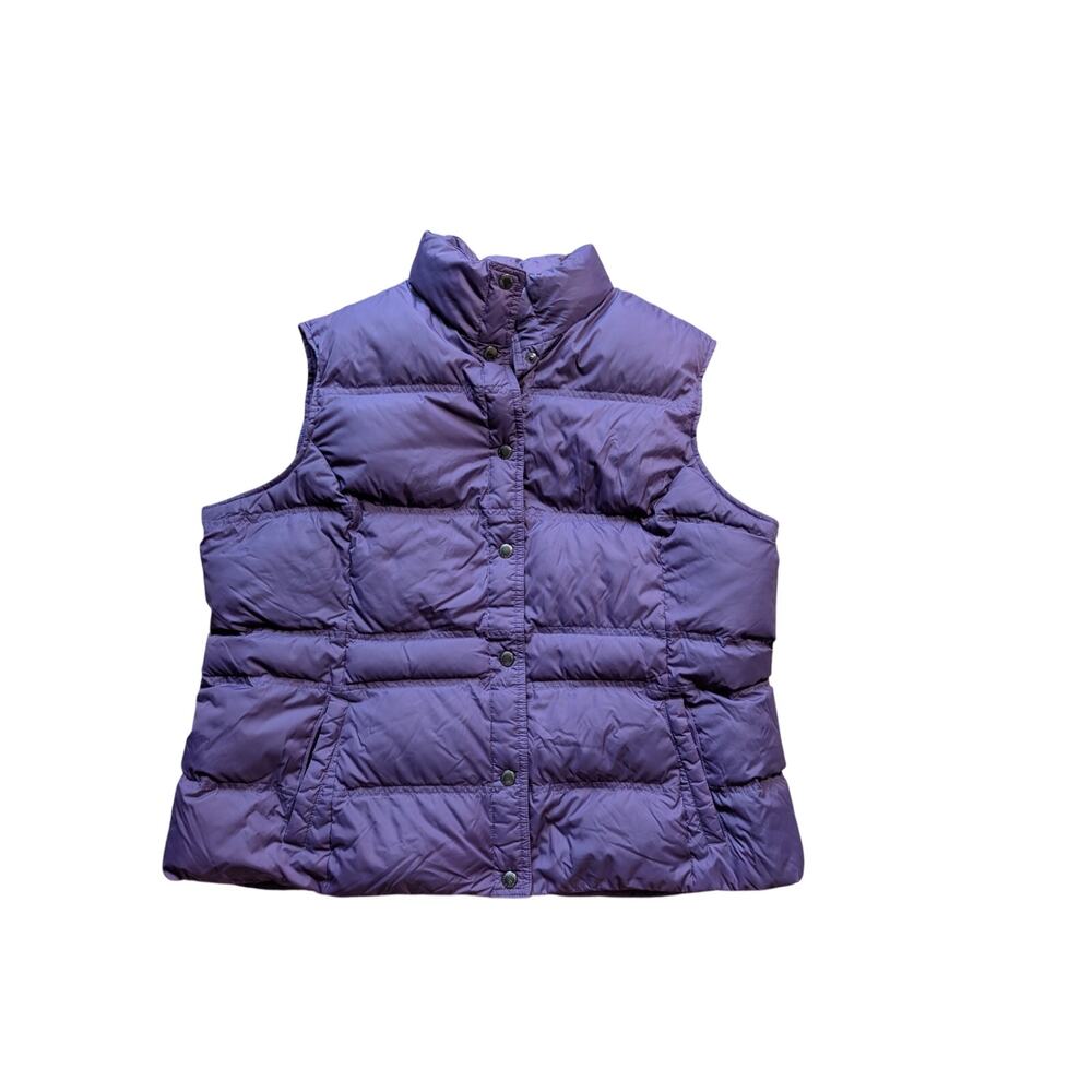 Lands' End Women's Down dark purple puffer vest, size XL (18-20) qulted, snap